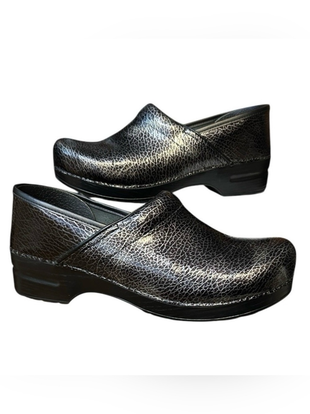 DANSKO Professional Clogs Black Silver Crackle Leather (EU 42 ) W 11/ M 9 Shoes